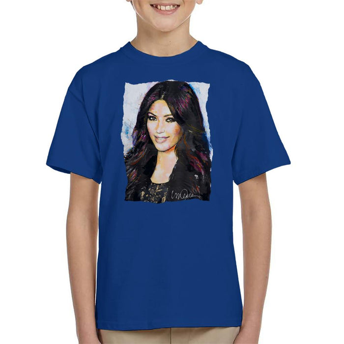Sidney Maurer Original Portrait Of Kim Kardashian Smiling Kid's T-Shirt