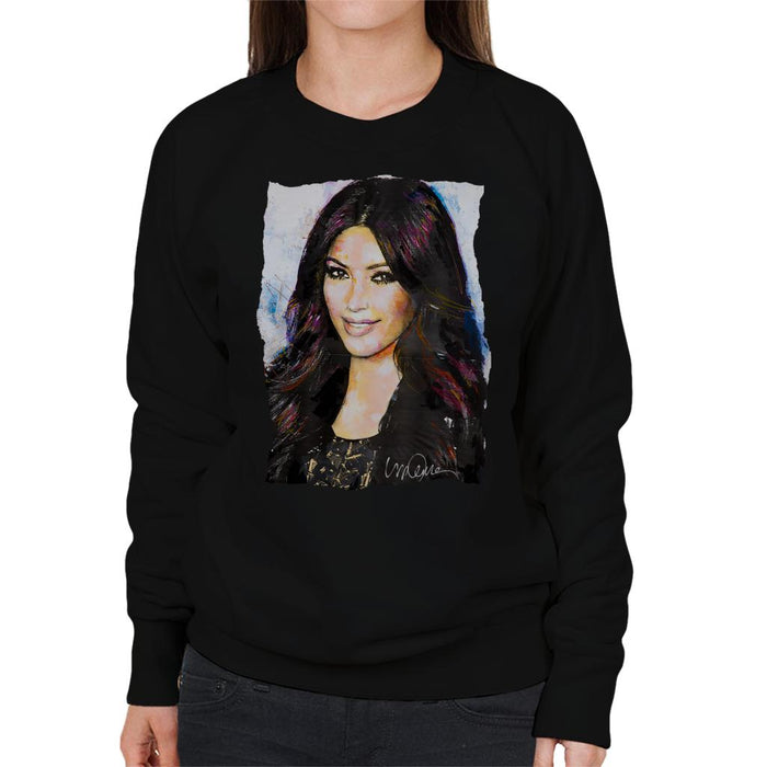 Sidney Maurer Original Portrait Of Kim Kardashian Smiling Women's Sweatshirt