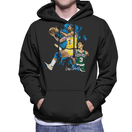 Sidney Maurer Original Portrait Of Magic Johnson Lakers Vs Celtics Men's Hooded Sweatshirt