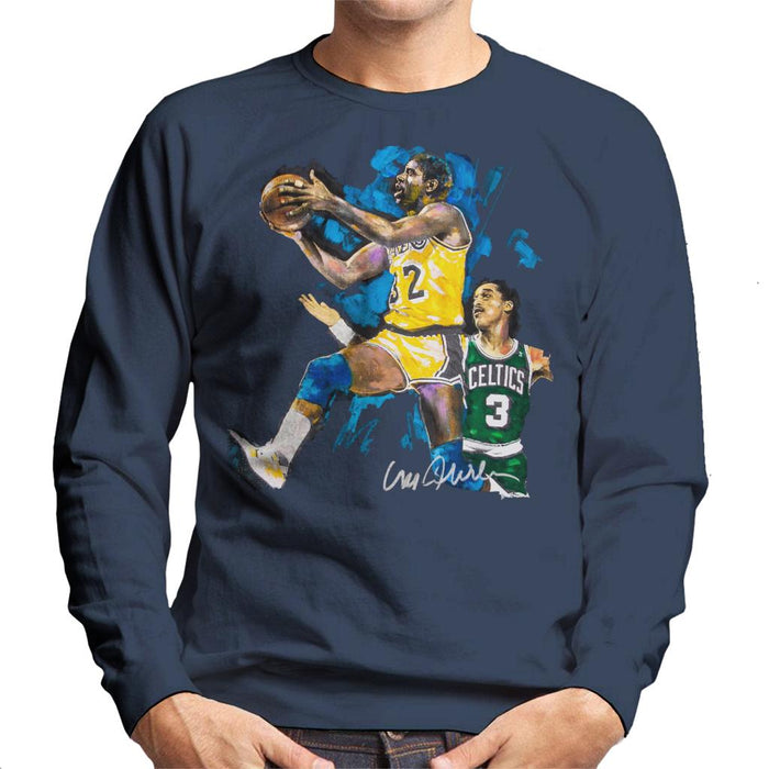 Sidney Maurer Original Portrait Of Magic Johnson Lakers Vs Celtics Men's Sweatshirt