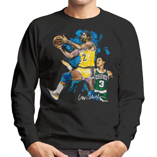 Sidney Maurer Original Portrait Of Magic Johnson Lakers Vs Celtics Men's Sweatshirt