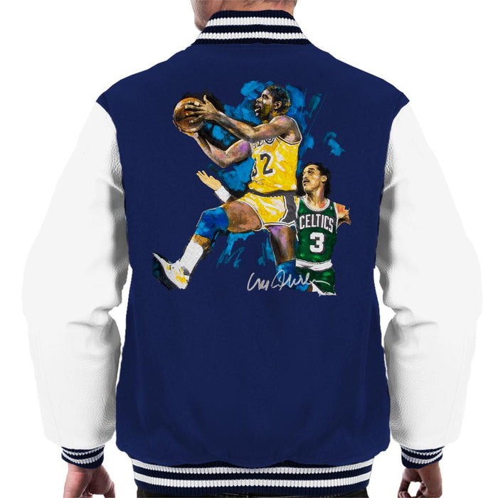 Sidney Maurer Original Portrait Of Magic Johnson Lakers Vs Celtics Men's Varsity Jacket