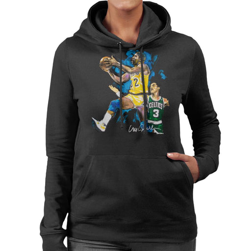 Sidney Maurer Original Portrait Of Magic Johnson Lakers Vs Celtics Women's Hooded Sweatshirt
