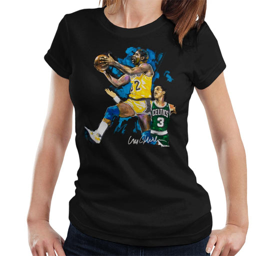 Sidney Maurer Original Portrait Of Magic Johnson Lakers Vs Celtics Women's T-Shirt