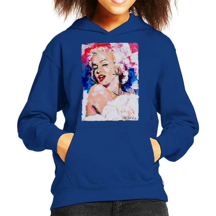 Sidney Maurer Original Portrait Of Marilyn Monroe Pearl Necklace Kid's Hooded Sweatshirt