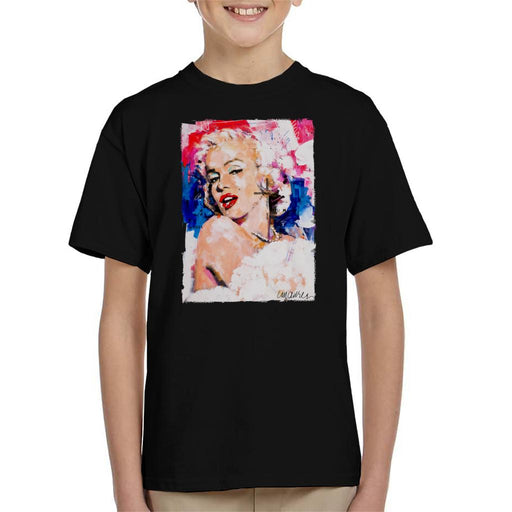 Sidney Maurer Original Portrait Of Marilyn Monroe Pearl Necklace Kid's T-Shirt