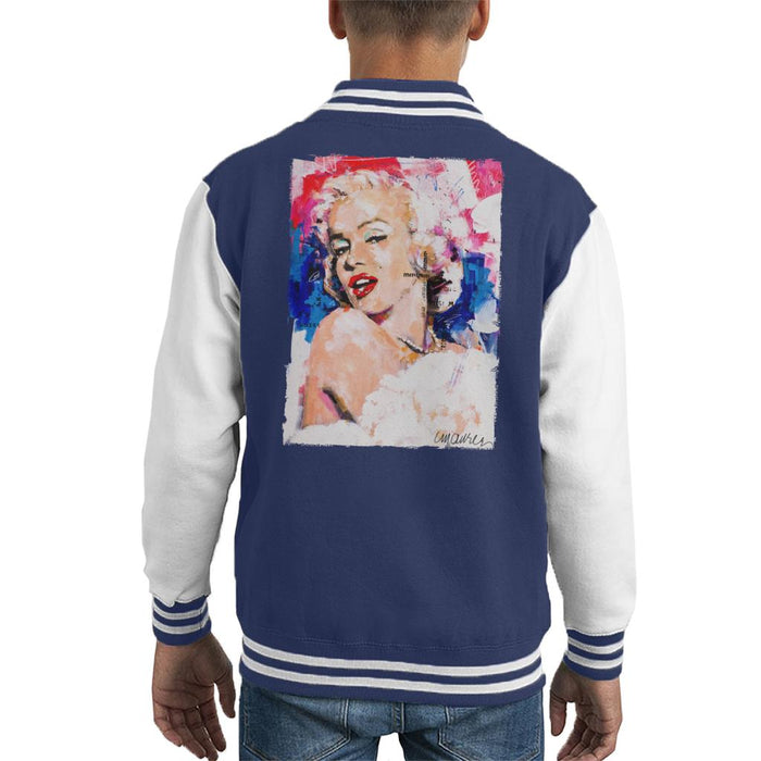 Sidney Maurer Original Portrait Of Marilyn Monroe Pearl Necklace Kid's Varsity Jacket