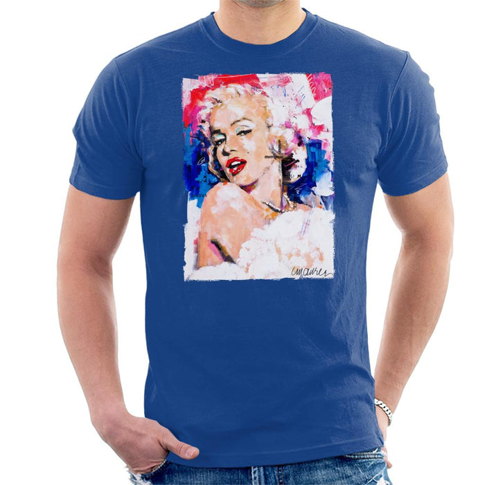 Sidney Maurer Original Portrait Of Marilyn Monroe Pearl Necklace Men's T-Shirt