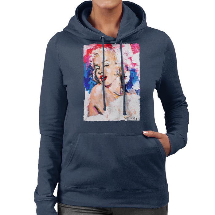 Sidney Maurer Original Portrait Of Marilyn Monroe Pearl Necklace Women's Hooded Sweatshirt