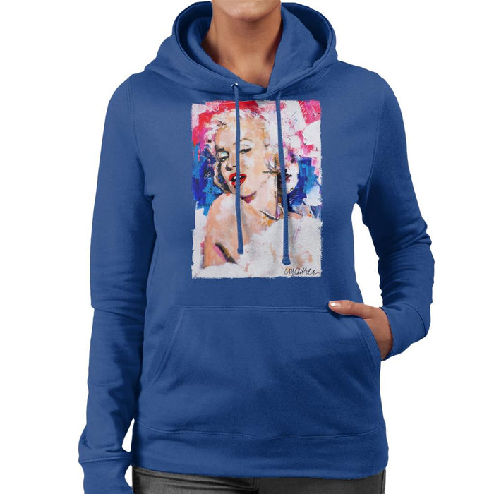 Sidney Maurer Original Portrait Of Marilyn Monroe Pearl Necklace Women's Hooded Sweatshirt