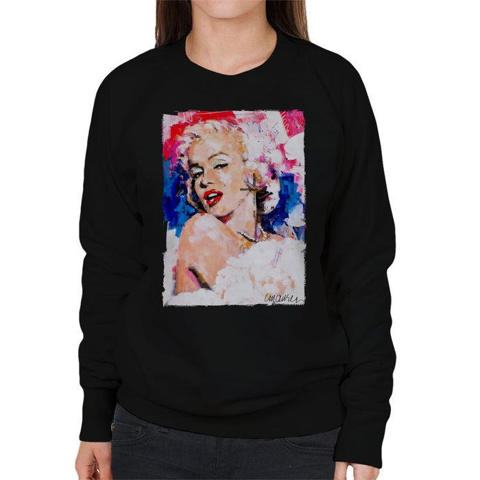 Sidney Maurer Original Portrait Of Marilyn Monroe Pearl Necklace Women's Sweatshirt