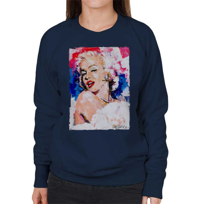 Sidney Maurer Original Portrait Of Marilyn Monroe Pearl Necklace Women's Sweatshirt