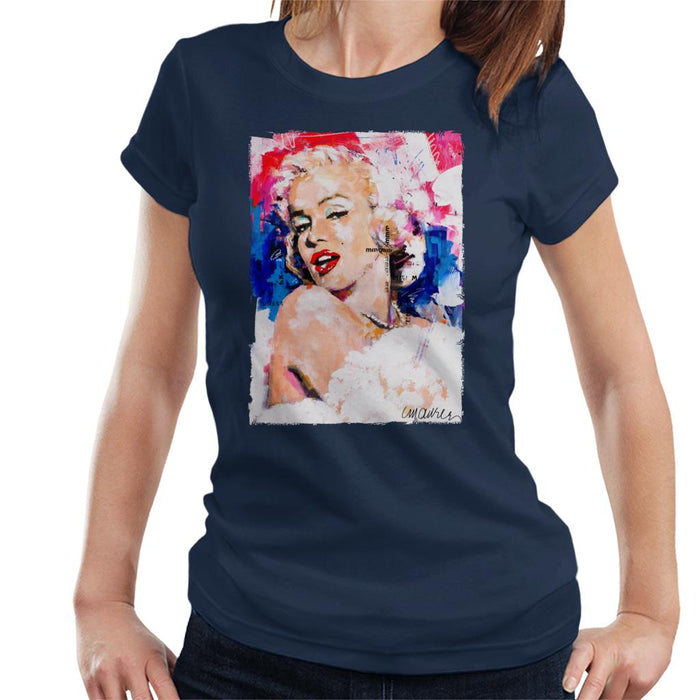 Sidney Maurer Original Portrait Of Marilyn Monroe Pearl Necklace Women's T-Shirt
