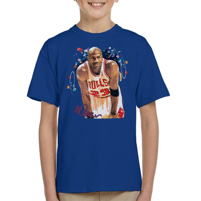 Sidney Maurer Original Portrait Of Michael Jordan Chicago Bulls Arm Band Kid's T-Shirt