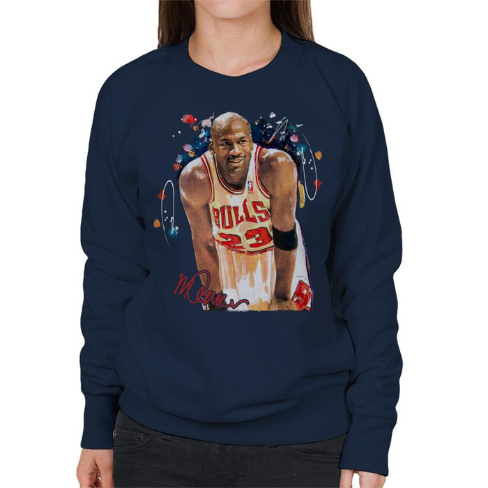 Sidney Maurer Original Portrait Of Michael Jordan Chicago Bulls Arm Band Women's Sweatshirt