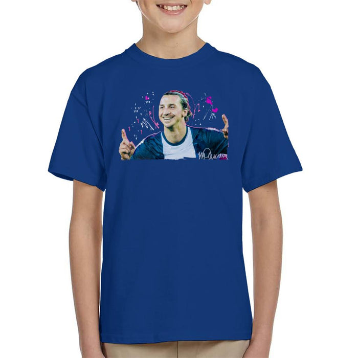 Sidney Maurer Original Portrait Of Zlatan Ibrahimovic Pointing Up Kid's T-Shirt
