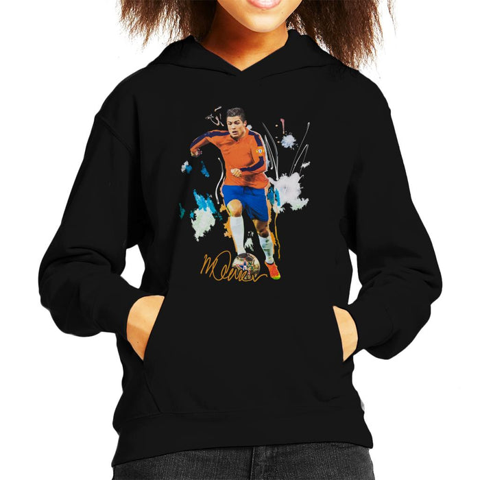 Sidney Maurer Original Portrait Of Football Star Cristiano Ronaldo Kid's Hooded Sweatshirt