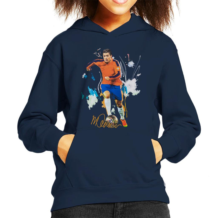 Sidney Maurer Original Portrait Of Football Star Cristiano Ronaldo Kid's Hooded Sweatshirt