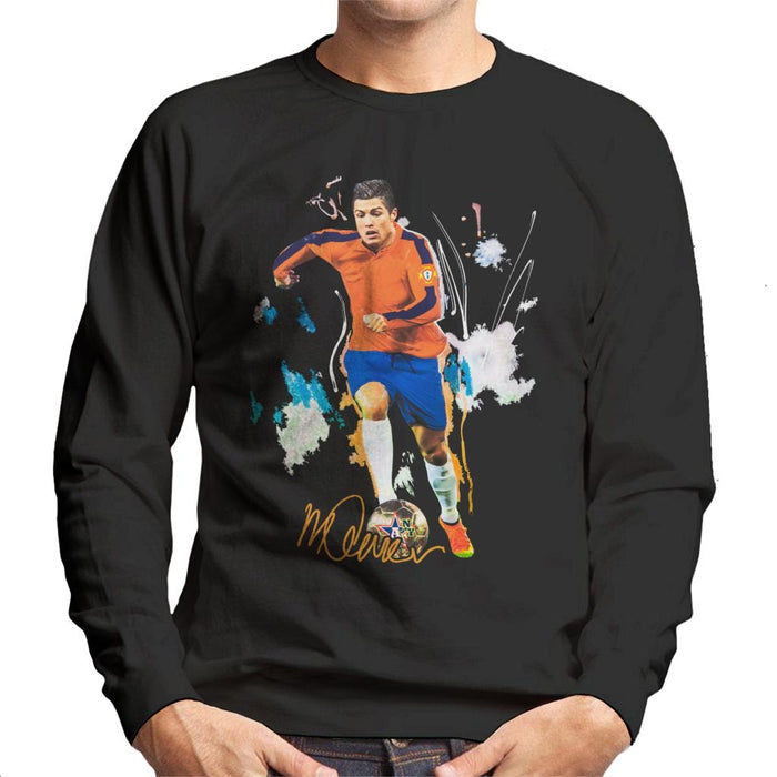 Sidney Maurer Original Portrait Of Football Star Cristiano Ronaldo Men's Sweatshirt