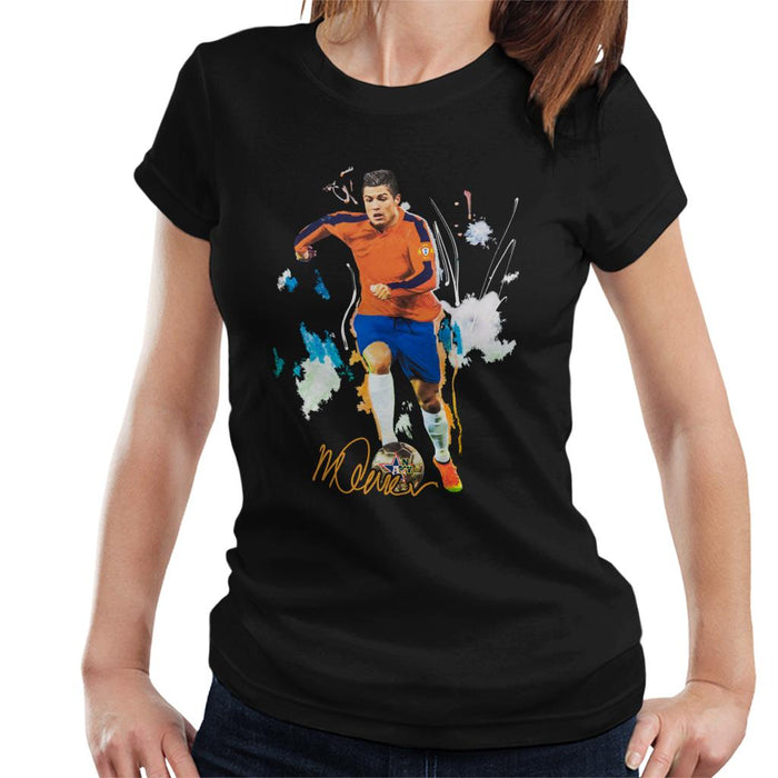 Sidney Maurer Original Portrait Of Football Star Cristiano Ronaldo Women's T-Shirt