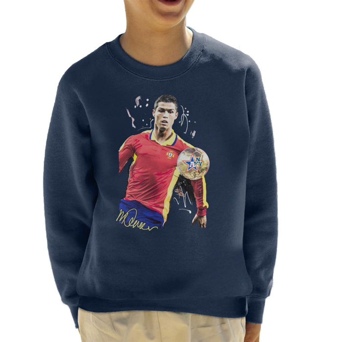 Sidney Maurer Original Portrait Of Portugal Striker Cristiano Ronaldo Kid's Sweatshirt