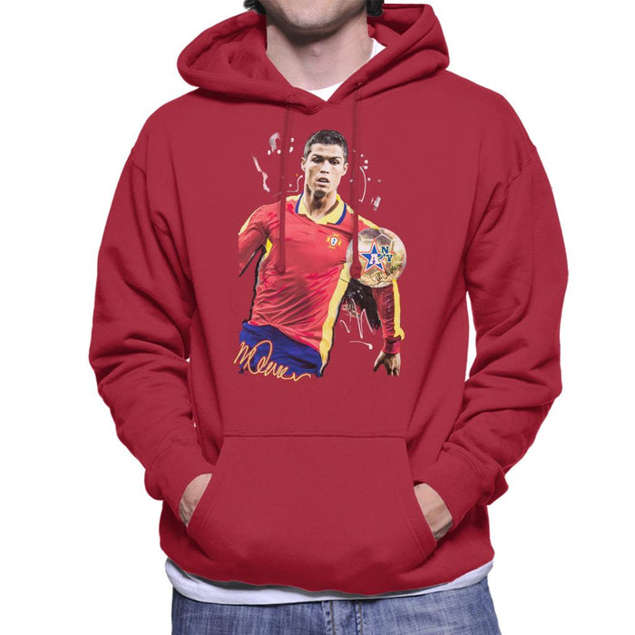 Sidney Maurer Original Portrait Of Portugal Striker Cristiano Ronaldo Men's Hooded Sweatshirt