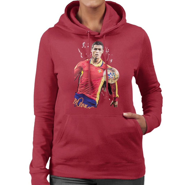 Sidney Maurer Original Portrait Of Portugal Striker Cristiano Ronaldo Women's Hooded Sweatshirt