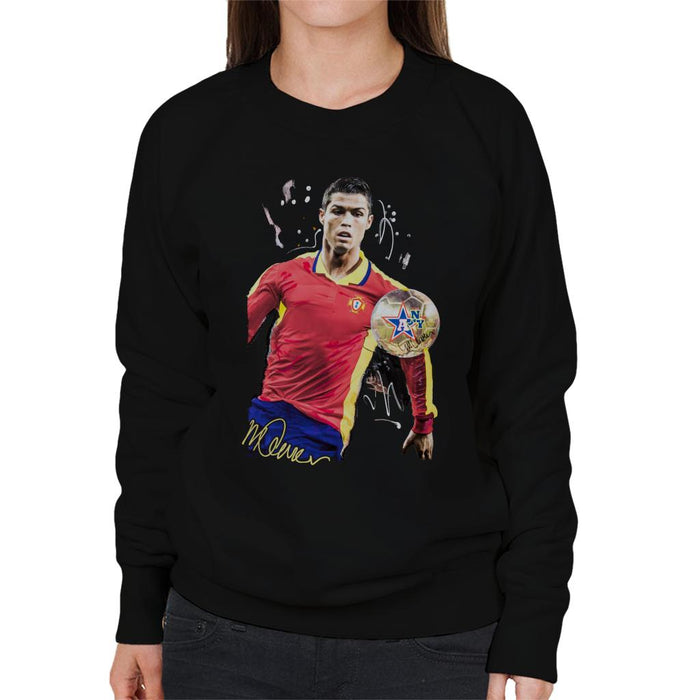 Sidney Maurer Original Portrait Of Portugal Striker Cristiano Ronaldo Women's Sweatshirt