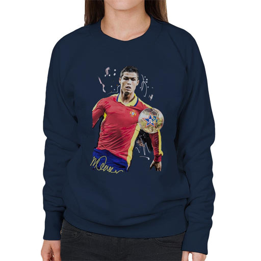 Sidney Maurer Original Portrait Of Portugal Striker Cristiano Ronaldo Women's Sweatshirt
