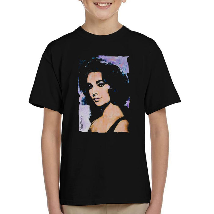 Sidney Maurer Original Portrait Of Actress Elizabeth Taylor Kid's T-Shirt