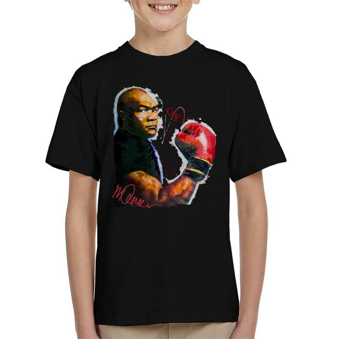 Sidney Maurer Original Portrait Of Boxer George Foreman Kid's T-Shirt
