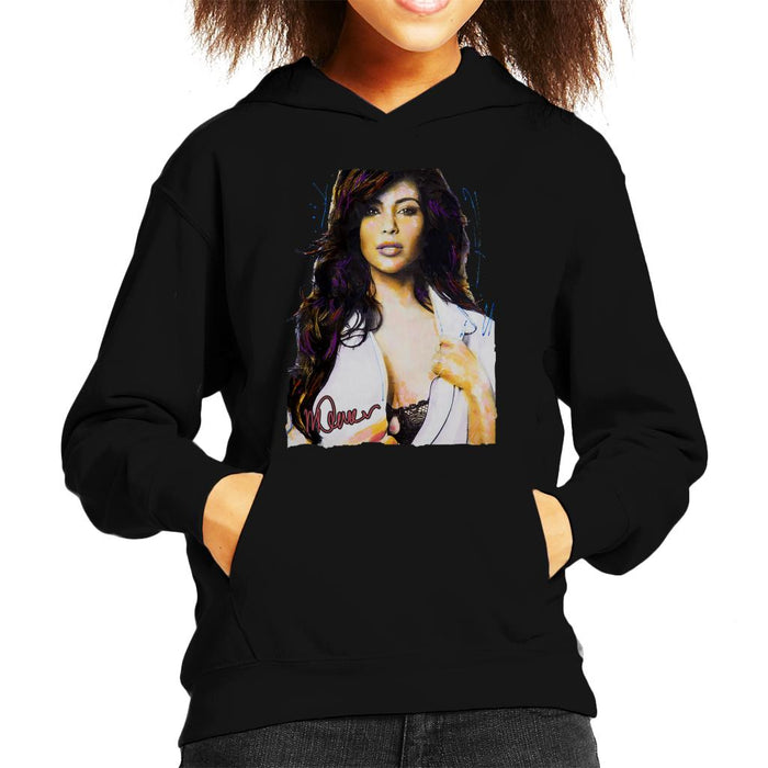 Sidney Maurer Original Portrait Of Reality Star Kim Kardashian Kid's Hooded Sweatshirt