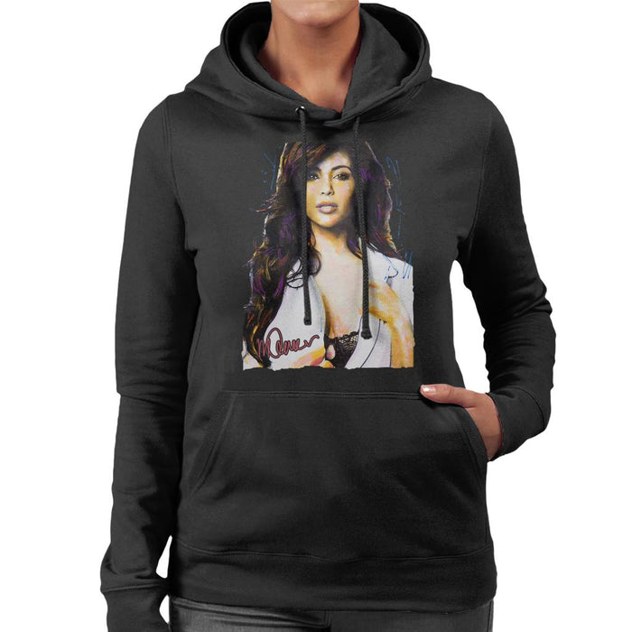 Sidney Maurer Original Portrait Of Reality Star Kim Kardashian Women's Hooded Sweatshirt