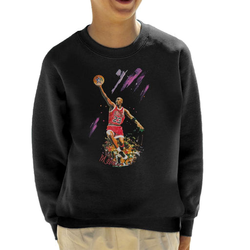 Sidney Maurer Original Portrait Of Bulls Star Michael Jordan Kid's Sweatshirt