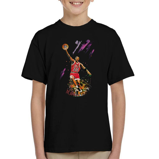 Sidney Maurer Original Portrait Of Bulls Star Michael Jordan Kid's T-Shirt