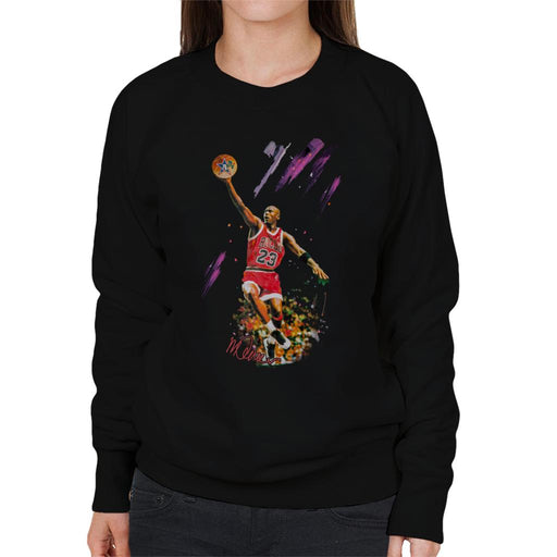 Sidney Maurer Original Portrait Of Bulls Star Michael Jordan Women's Sweatshirt