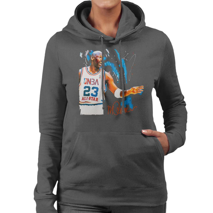 Sidney Maurer Original Portrait Of NBA All Star Michael Jordan Women's Hooded Sweatshirt