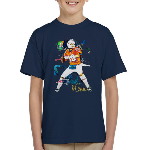 Sidney Maurer Original Portrait Of Patriots Star Tom Brady Kid's T-Shirt