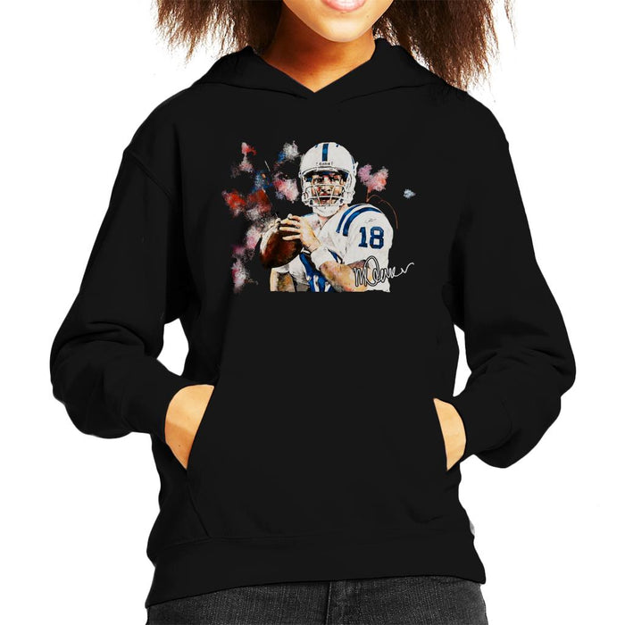 Sidney Maurer Original Portrait Of Star Quarterback Peyton Manning Kid's Hooded Sweatshirt