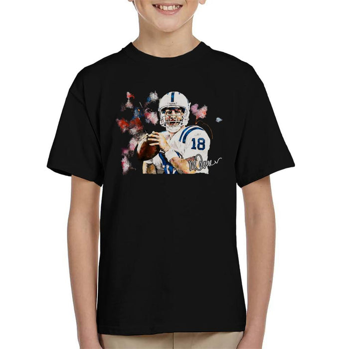 Sidney Maurer Original Portrait Of Star Quarterback Peyton Manning Kid's T-Shirt