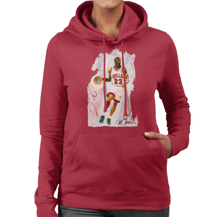 Sidney Maurer Original Portrait Of Basketball Star Michael Jordan Women's Hooded Sweatshirt