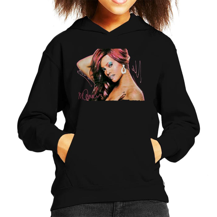 Sidney Maurer Original Portrait Of Rihanna Drop Earrings Kid's Hooded Sweatshirt