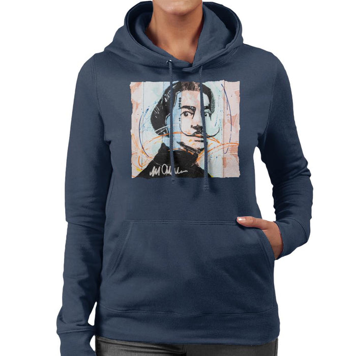 Sidney Maurer Original Portrait Of Spanish Artist Salvador Dali Women's Hooded Sweatshirt