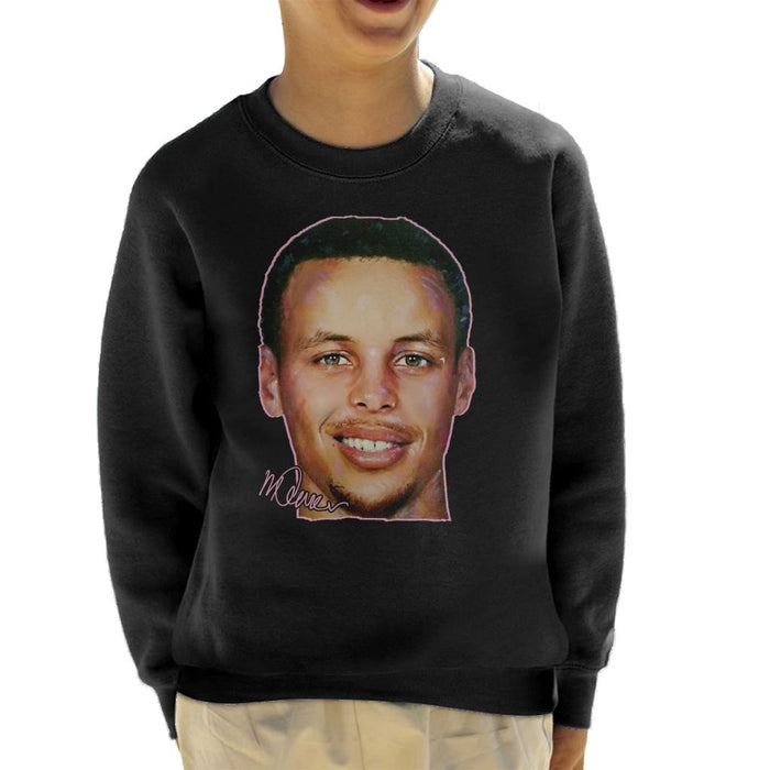 Sidney Maurer Original Portrait Of Stephen Curry Kid's Sweatshirt