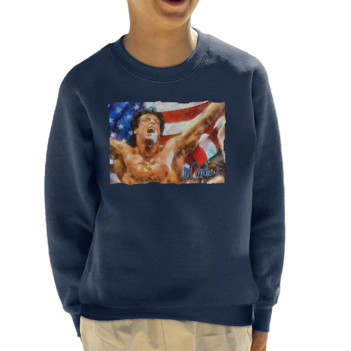 Sidney Maurer Original Portrait Of Sylvester Stallone As Rocky Kid's Sweatshirt