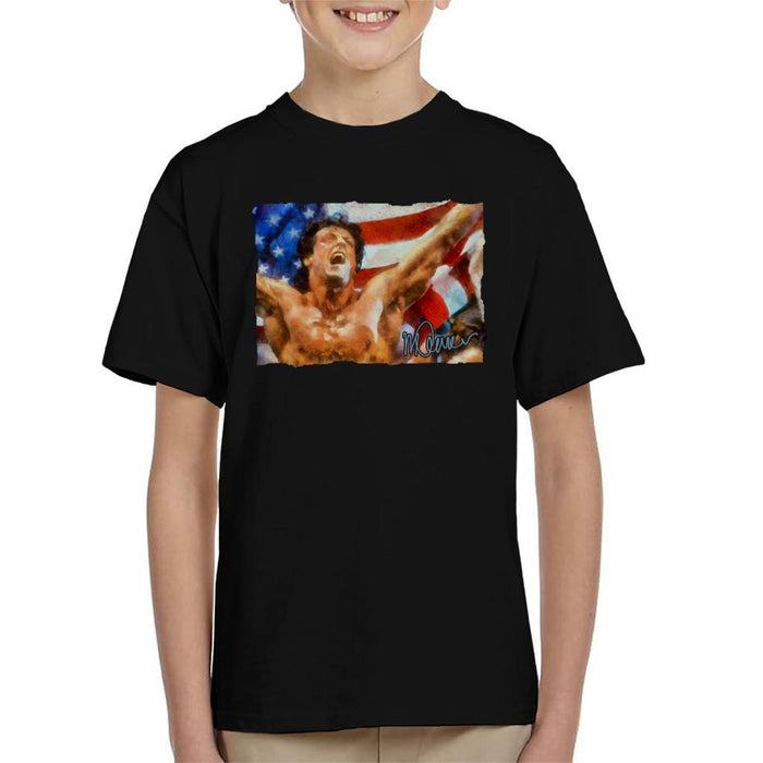 Sidney Maurer Original Portrait Of Sylvester Stallone As Rocky Kid's T-Shirt