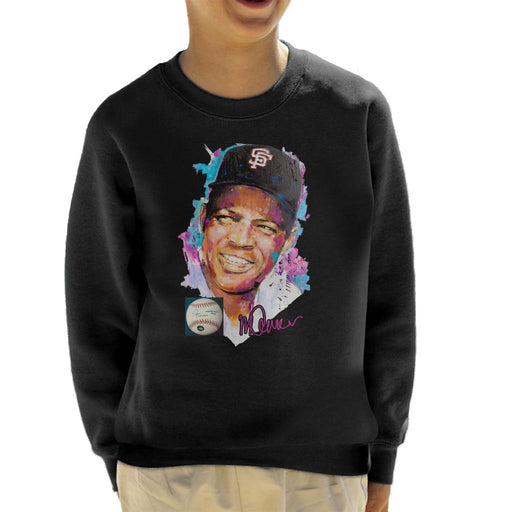 Sidney Maurer Original Portrait Of Willie Mays Kid's Sweatshirt