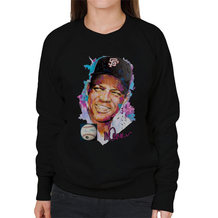 Sidney Maurer Original Portrait Of Willie Mays Women's Sweatshirt