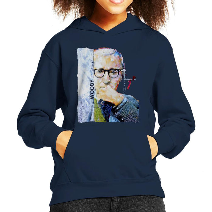Sidney Maurer Original Portrait Of Director Woody Allen Kid's Hooded Sweatshirt