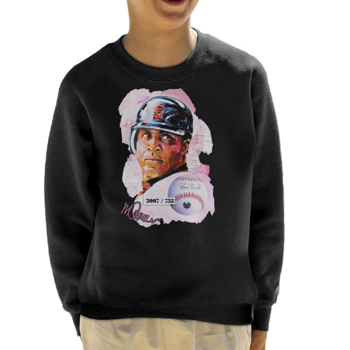Sidney Maurer Original Portrait Of Giants Baseball Player Barry Bonds Kid's Sweatshirt